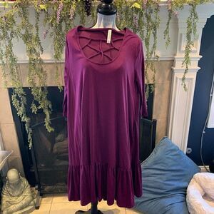 Zenana Outfitters knit purple Spider Web dress 2X